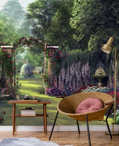 colourful facade garden wallpaper