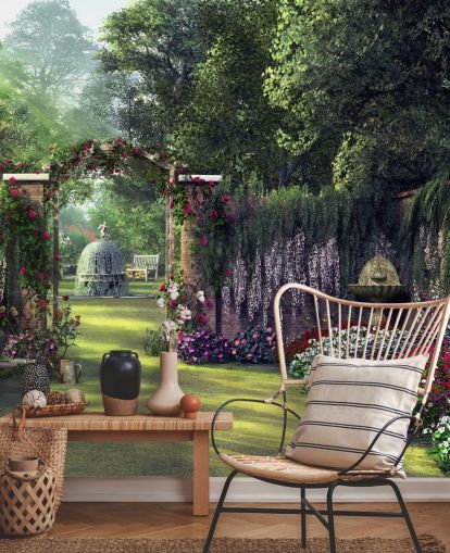 värikäs julkisivu puutarha tapetti värikäs julkisivu puutarha tapetti