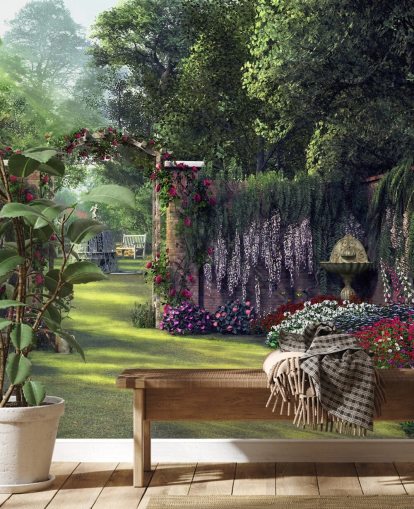 colourful facade garden wallpaper colourful facade garden wallpaper