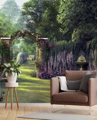 colourful facade garden wallpaper