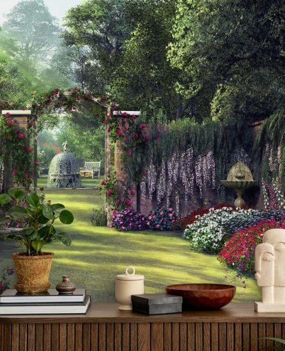 colourful facade garden wallpaper