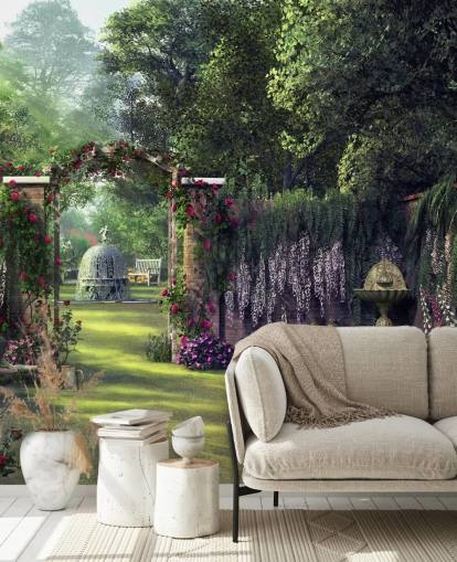 colourful facade garden wallpaper