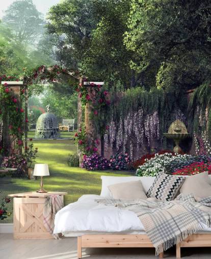 colourful facade garden wallpaper