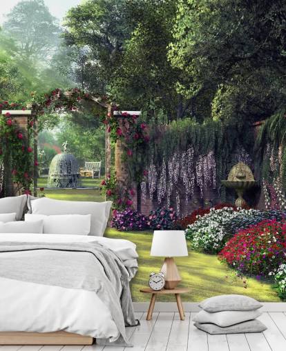 colourful facade garden wallpaper