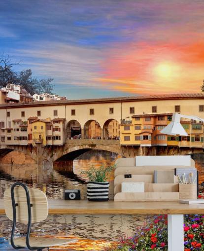 vieux magasins sur le pont de Florence papier peint