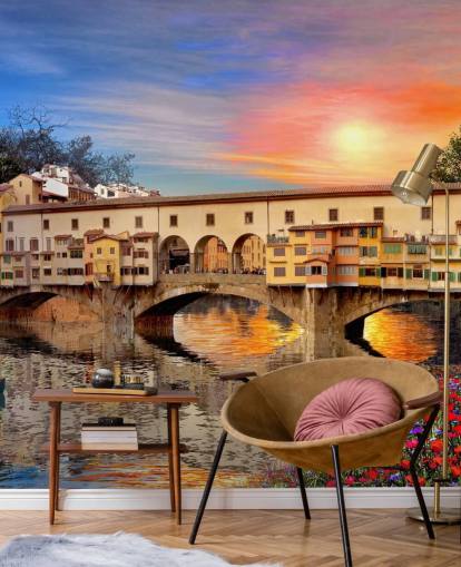 old shops on florence bridge wallpaper