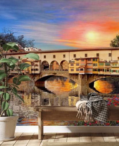 vieux magasins sur le pont de Florence papier peint