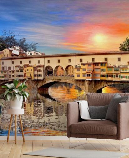 old shops on florence bridge wallpaper