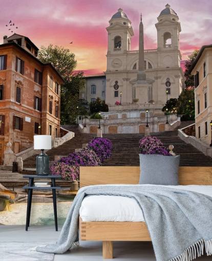 spanish steps and church wallpaper