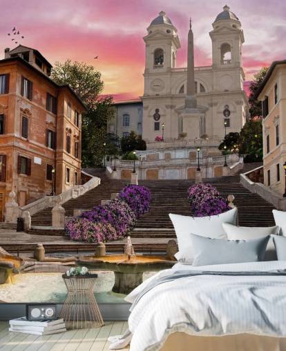 scala di Spagna e carta da parati chiesa