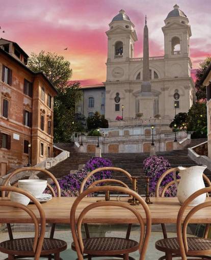 spanish steps and church wallpaper spanish steps and church wallpaper
