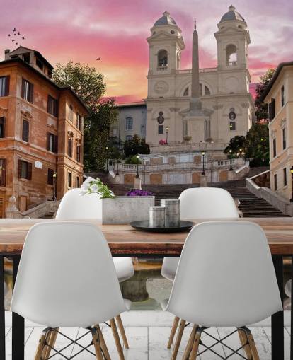 spanish steps and church wallpaper