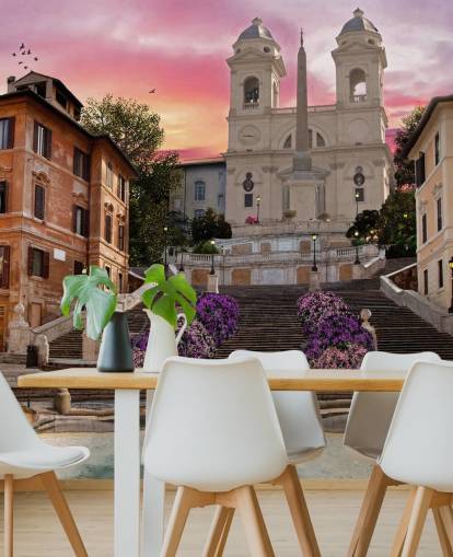 spanish steps and church wallpaper