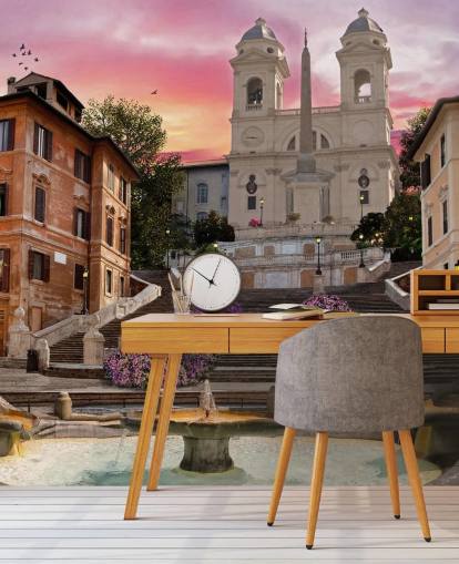 scala di Spagna e carta da parati chiesa