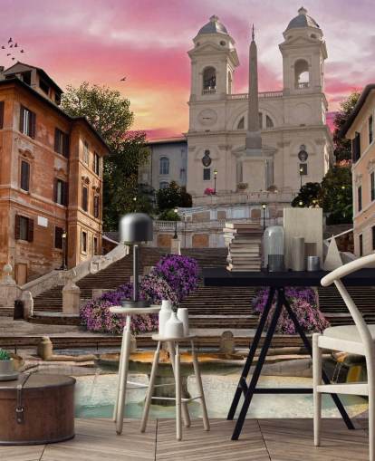 spanish steps and church wallpaper