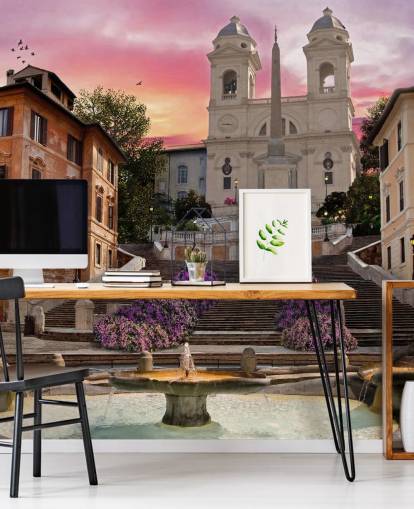 spanish steps and church wallpaper