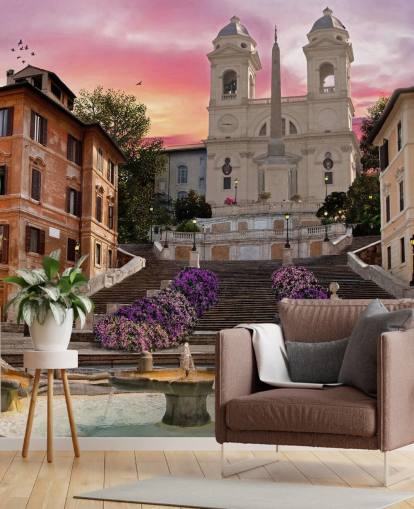 scala di Spagna e carta da parati chiesa