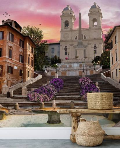 scala di Spagna e carta da parati chiesa scala di Spagna e carta da parati chiesa