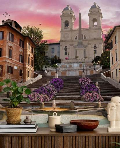 scala di Spagna e carta da parati chiesa