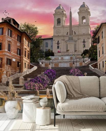 spanish steps and church wallpaper