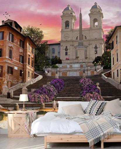 spanish steps and church wallpaper