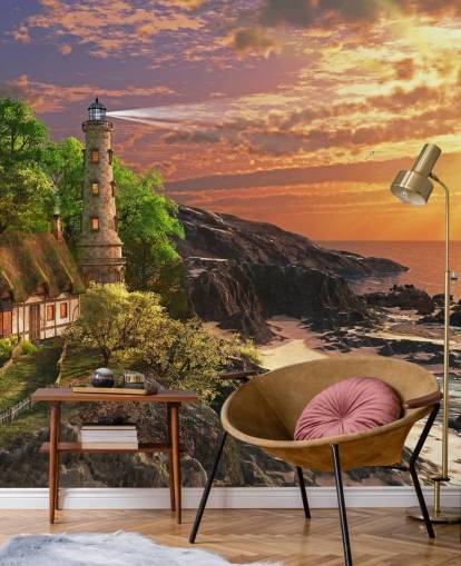 orange Sonnenuntergang von Rocky Coast Tapete