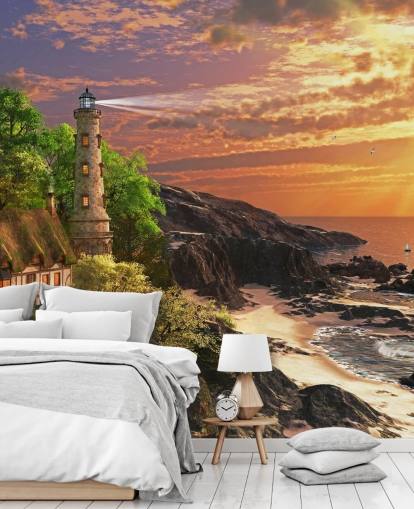 orange Sonnenuntergang von Rocky Coast Tapete orange Sonnenuntergang von Rocky Coast Tapete