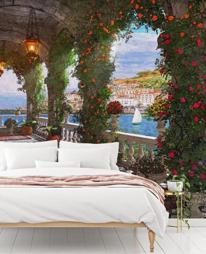 facciata balcone da costa carta da parati