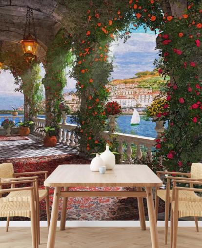 facciata balcone da costa carta da parati