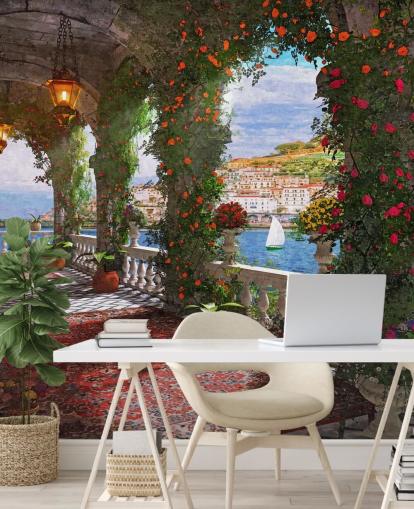 gevel balkon door kust behang