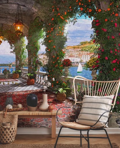 facciata balcone da costa carta da parati