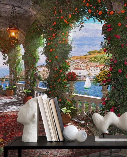 facade balcony by coast wallpaper