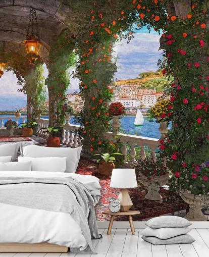 facade balcony by coast wallpaper