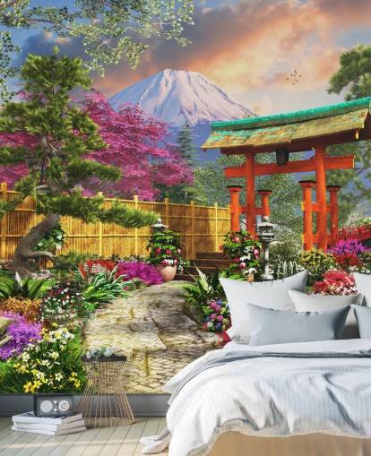 bunte japanische Garten-Tapete