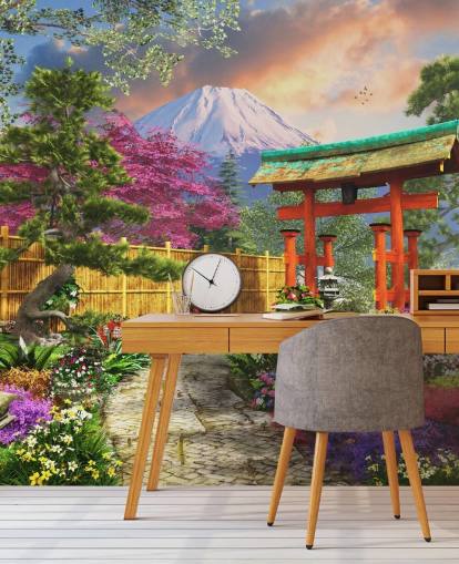 kleurrijk japans tuinbehang kleurrijk japans tuinbehang
