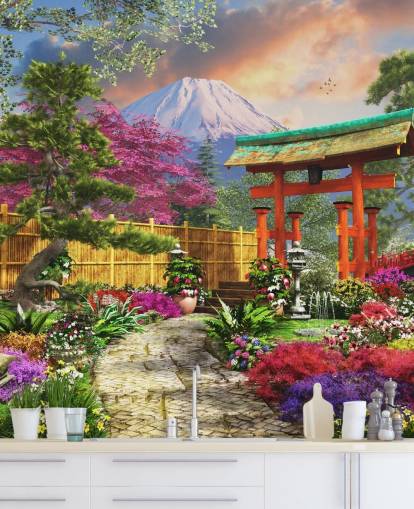 fargerik japansk hage tapet fargerik japansk hage tapet