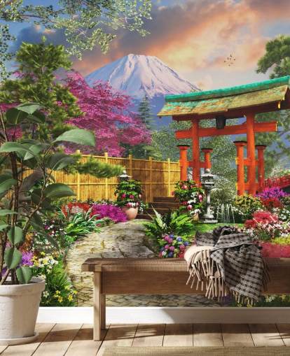 papel de parede colorido jardim japonês