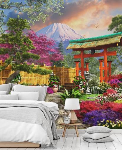 bunte japanische Garten-Tapete