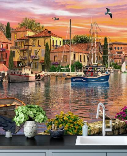 papier peint bateau coloré