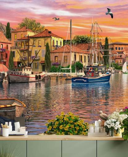 papel pintado barco colorido