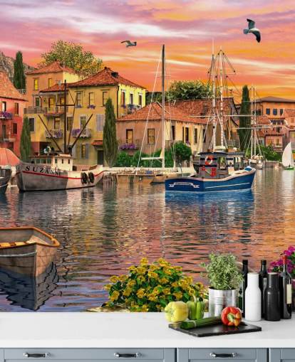 papel pintado barco colorido