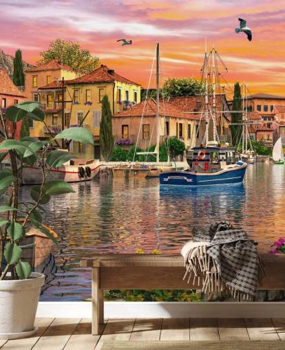 colourful boat wallpaper