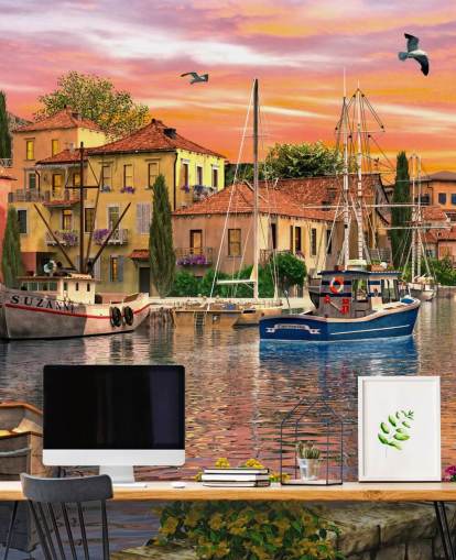 carta da parati colorata barca