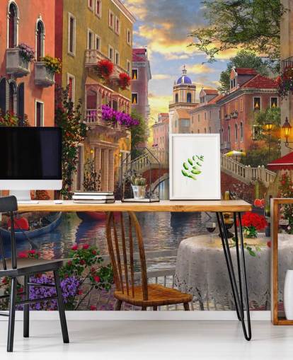 table et chaises de restaurant à venise par canal wallpaper table et chaises de restaurant à venise par canal wallpaper