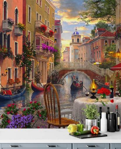 tavolo e sedie ristorante venezia by canal wallpaper