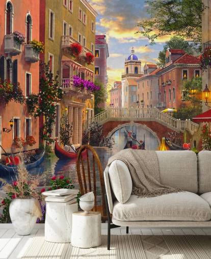 fondo de pantalla de mesa y sillas de restaurante en venecia por canal