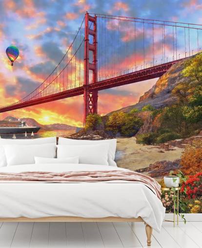 beach in san francisco looking at bridge wallpaper