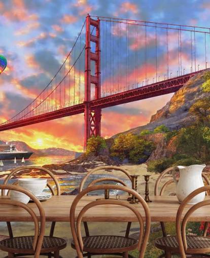 strand in san francisco kijken naar brugbehang