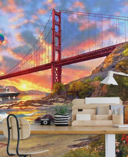 beach in san francisco looking at bridge wallpaper