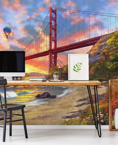 beach in san francisco looking at bridge wallpaper